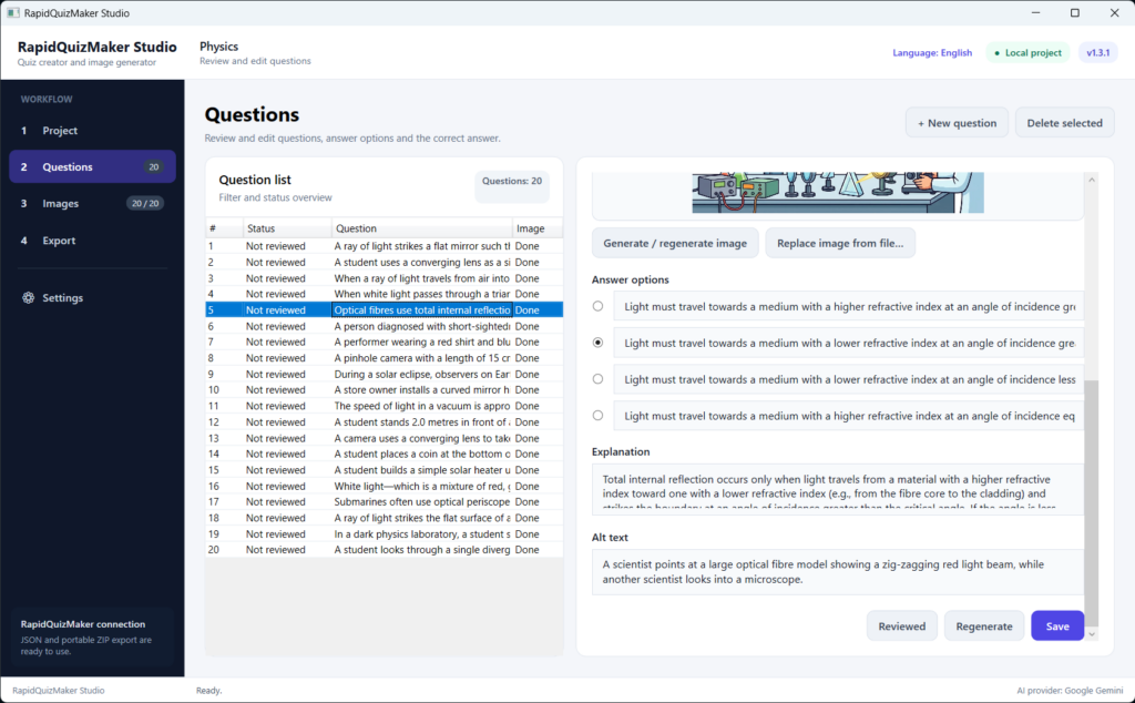 Review the question, answers, correct solution, explanation, image and alt text in one place.
